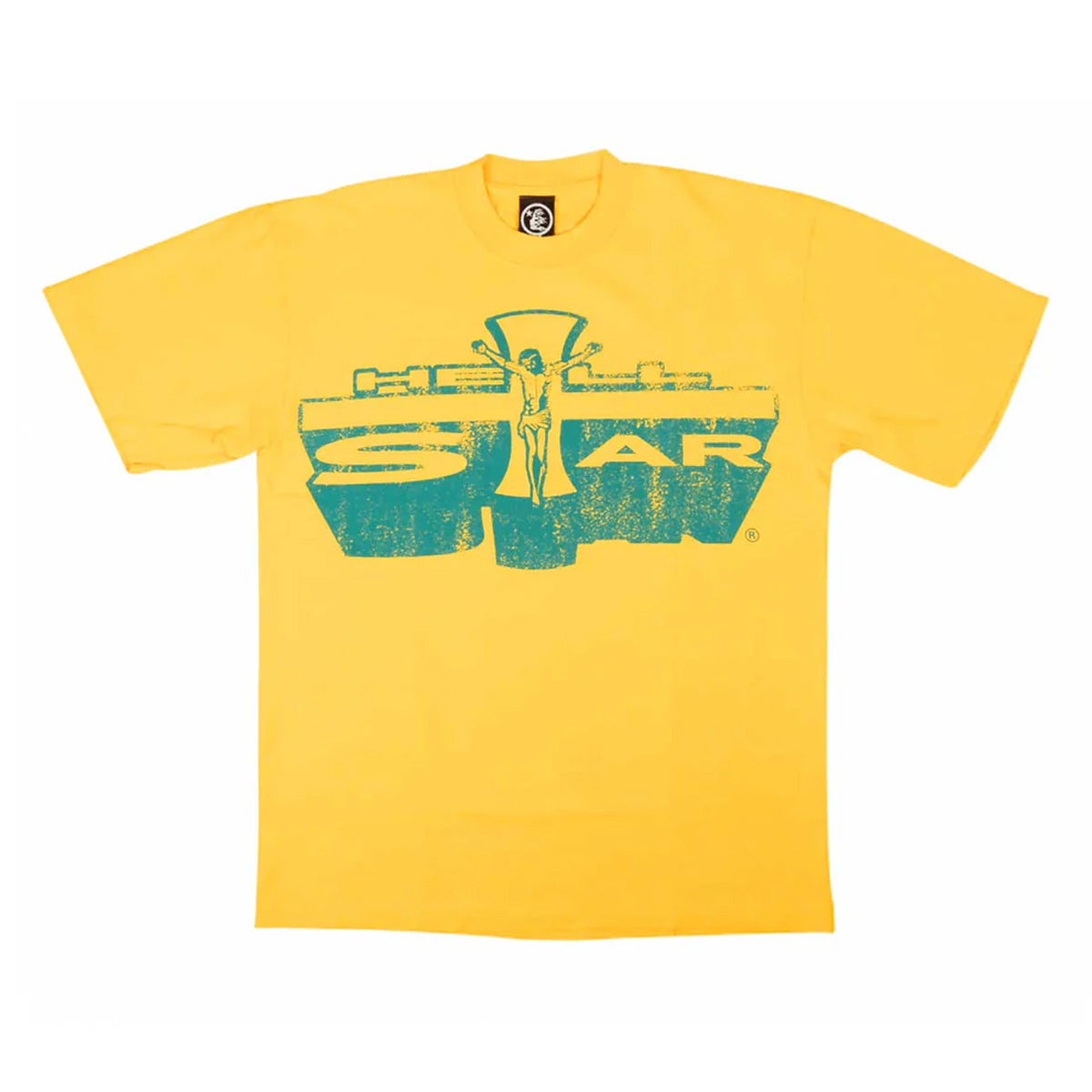 HELLSTAR JESUS EMBLEM TEE YELLOW GOLD
