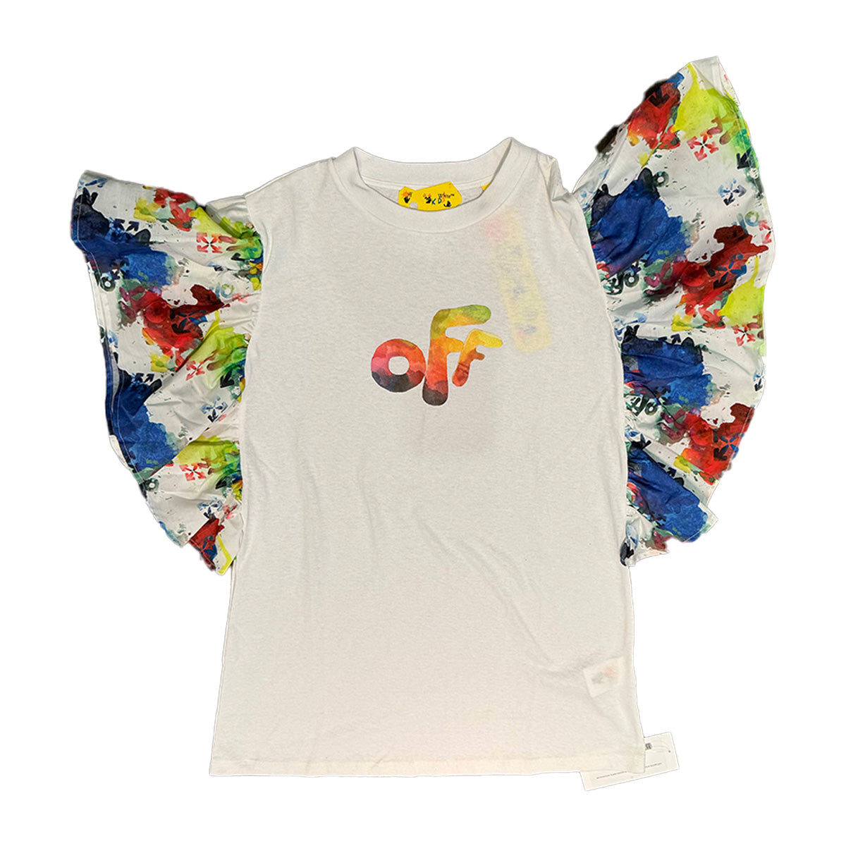 OFF-WHITE ROUNDED WATERCOLOR DRESS WHITE MULTICOLOR
