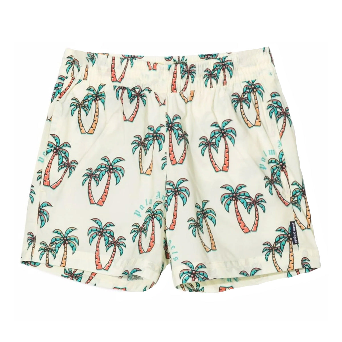 PALM ANGELS BEACHWEAR PANTS AOP COMIX WHITE LIGHT BLUE