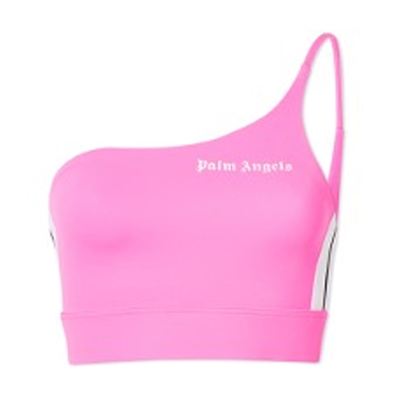 PALM ANGELS TRACK ONE SHOULDER TOP FUSCHIA & WHITE