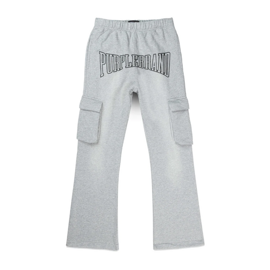 PURPLE FLEECE FLARED SWEATPANTS HEATHER GRAY