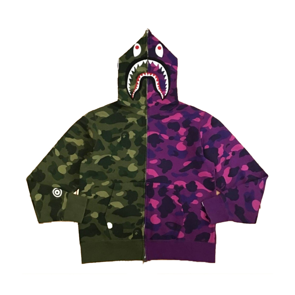 BAPE CAMO SHARK HOODIE GREEN/PURPLE