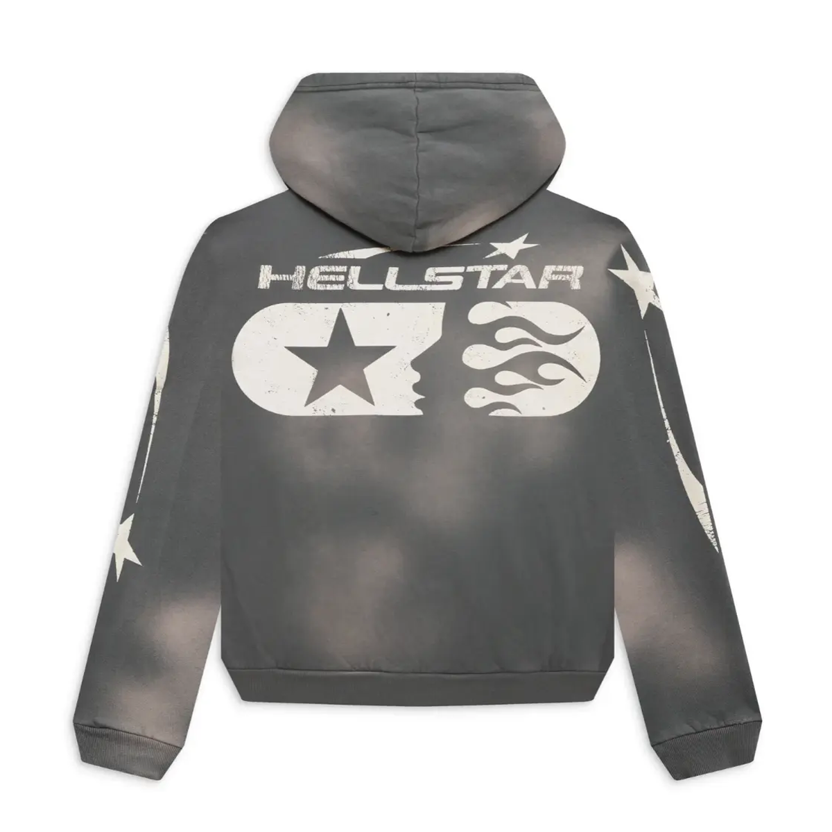 HELLSTAR LOGO ZIP UP HOODED SWEATSHIRT GREY