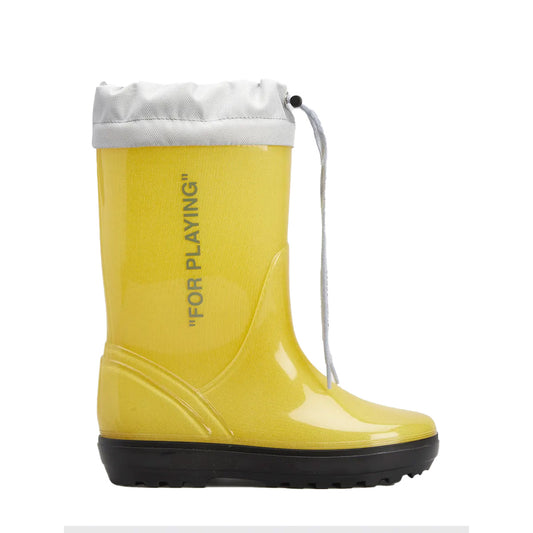 OFF WHITE KID'S FOR PLAYING DRAWSTRING RAIN BOOTSYELLOW