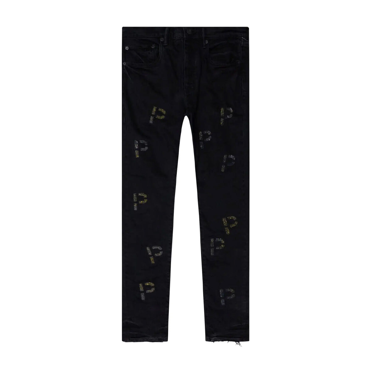PURPLE EMBROIDERY PUNCH P PLAID BLACK/INDIGO JEANS