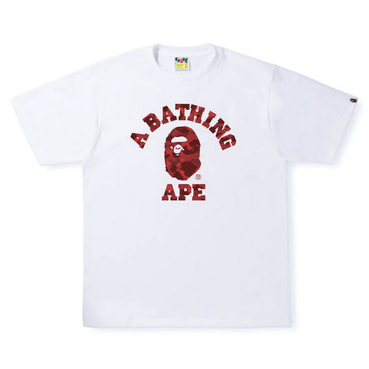 BAPE ABC COLLEGE RED WHITE TEE