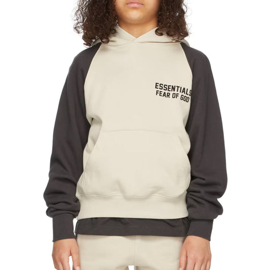 ESSENTIALS KIDS BEIGE COLORBLOCK RAGLAN HOODIE