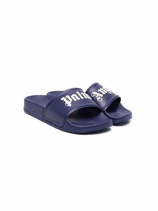 PALM ANGELS KIDS POOL SLIDE BLUE WHITE