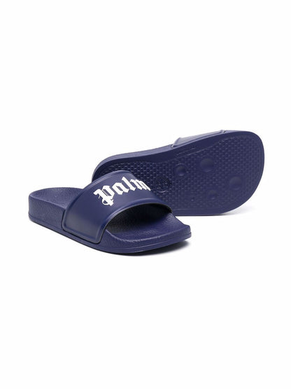 PALM ANGELS KIDS POOL SLIDE BLUE WHITE
