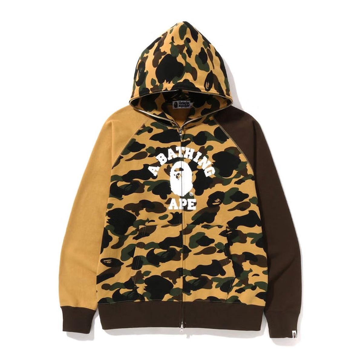 BAPE 1ST CAMO CRAZY HOODIE FULL ZIP YELLOW