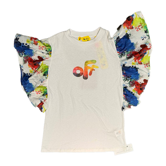 OFF-WHITE ROUNDED WATERCOLOR DRESS WHITE MULTICOLOR