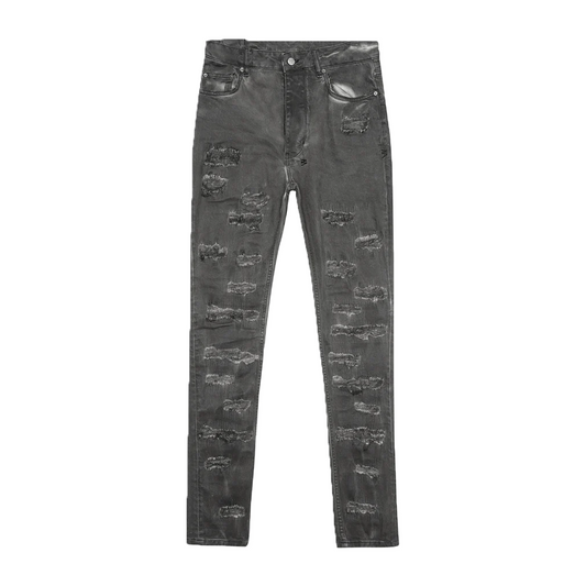 KSUBI OIL BLACK REPAIR JEANS