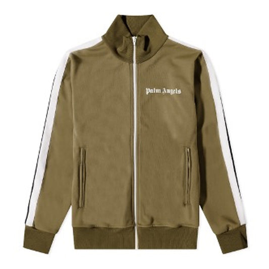 PALM ANGELS TAPED TRACK JACKET MILITARY & WHITE