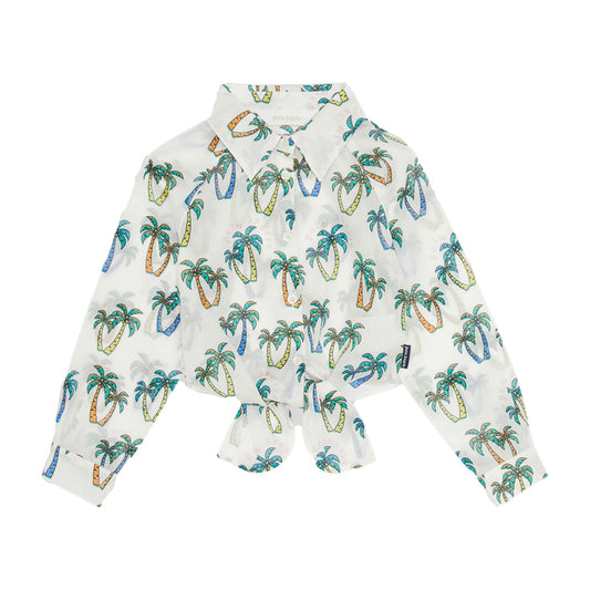 PALM ANGELS KNOT SHIRT WHITE GREEN