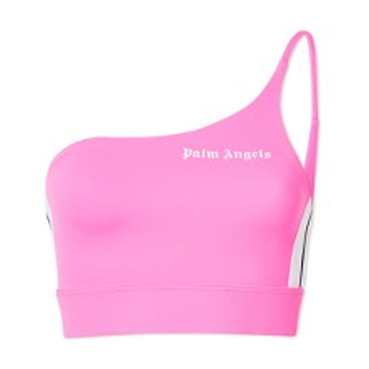 PALM ANGELS TRACK ONE SHOULDER TOP FUSCHIA & WHITE