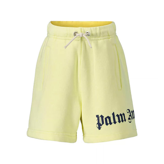 PALM ANGELS FLEECE GIRL SHORTS LOGO YELLOW WHITE