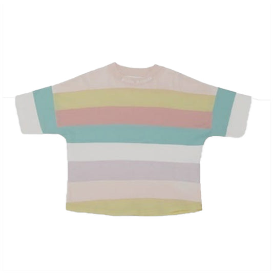 PALM ANGELS T-SHIRT INSERT STRIPES MULTICOLOR NAVY