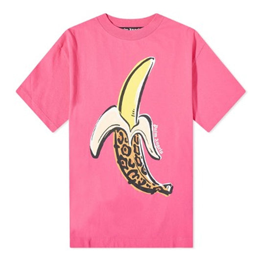 PALM ANGELS BANANA TEE FUSCHSIA & YELLOW