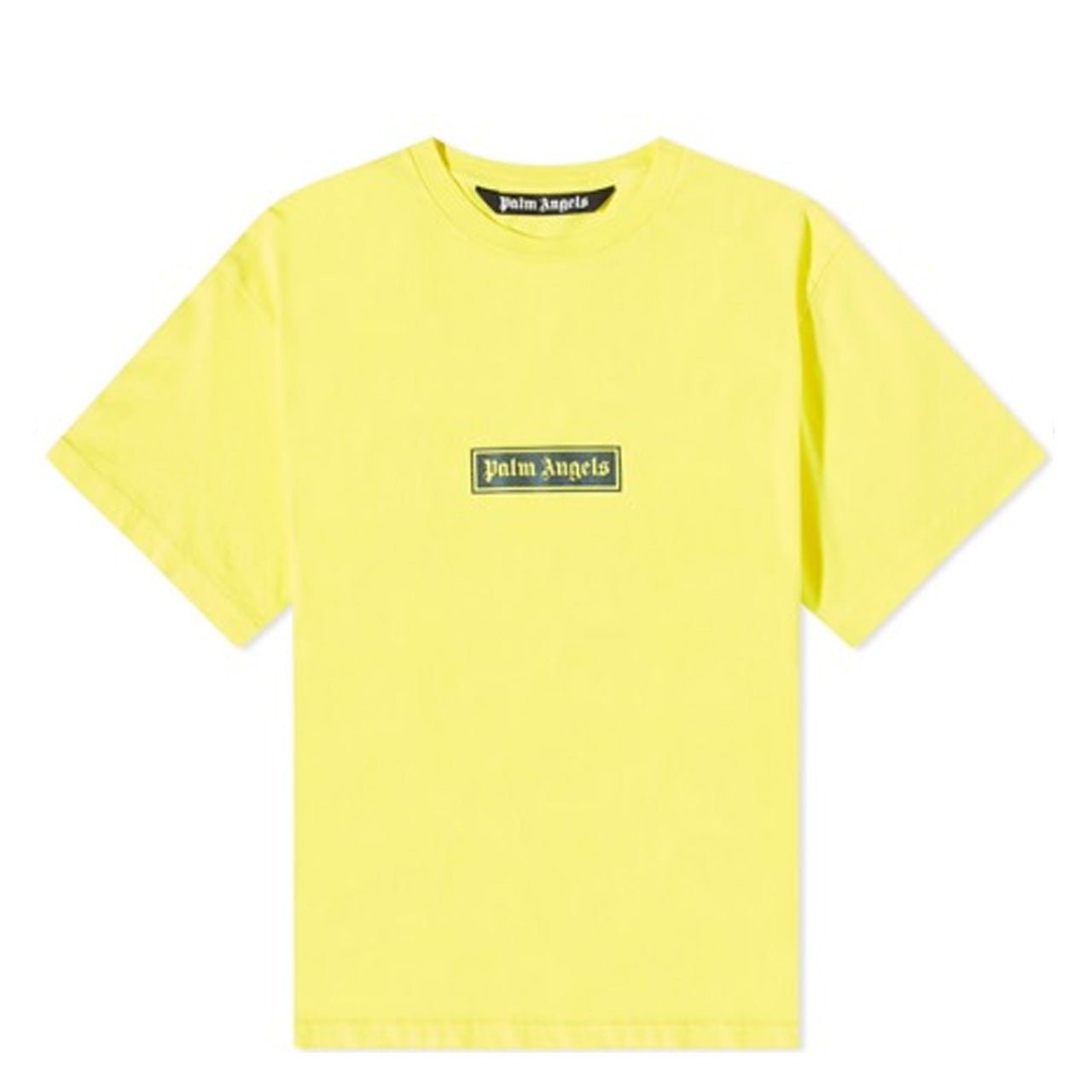 PALM ANGELS GARNET DYED BOX LOGO TEE YELLOW & WHITE