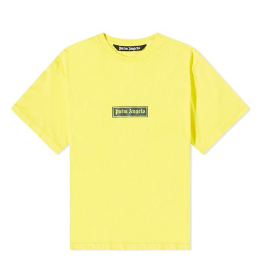 PALM ANGELS GARNET DYED BOX LOGO TEE YELLOW & WHITE