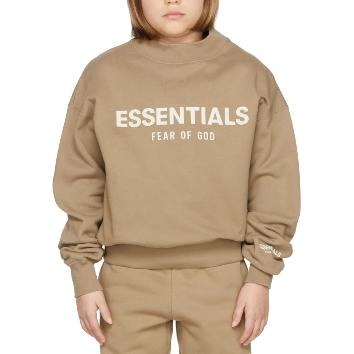 ESSENTIALS KIDS TAN FLEECE SWEATSHIRT