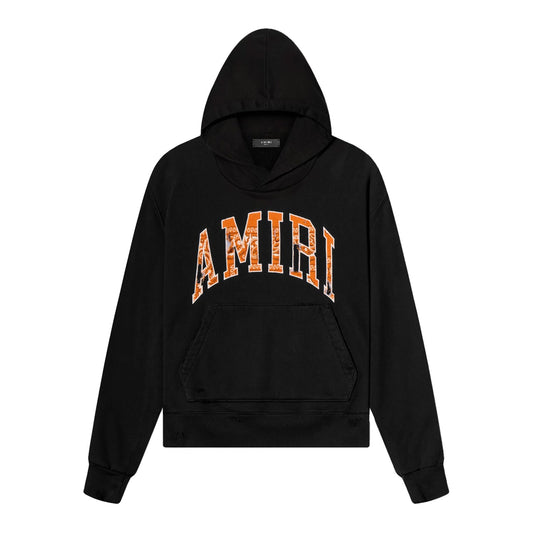 AMIRI BANDANA APPLIQUE HOODIE BLACK/ORANGE